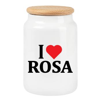 J’aime le t-shirt Idée cadeau t-shirt rose - Boîte à biscuits avec couvercle en bois - blanc - Devant
