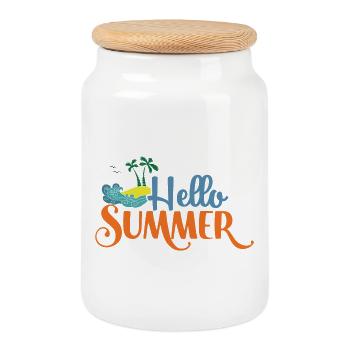 Hallo Summmer - Keksdose mit Holzdeckel - Weiß - Vorne