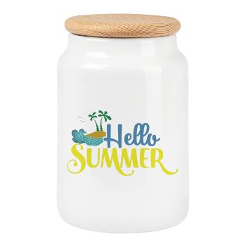 Hallo Summmer - Keksdose mit Holzdeckel - Weiß - Vorne