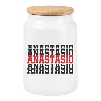 t-shirt Anastasio t-shirt gift stacked text - Cookie Jar with Wooden Lid - white - Front