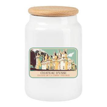 Château d'Ussé, Vallée de la Loire - Boîte à biscuits avec couvercle en bois - blanc - Devant