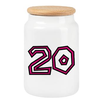 20 - Cookie Jar with Wooden Lid - white - Front