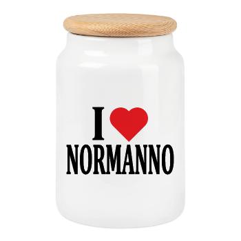t-shirt j’aime Norman t-shirt idée cadeau - Boîte à biscuits avec couvercle en bois - blanc - Devant