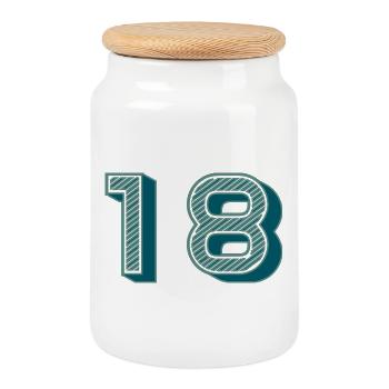 18. 18 YEARS OLD. 18th ANNIVERSARY - Cookie Jar with Wooden Lid - white - Front