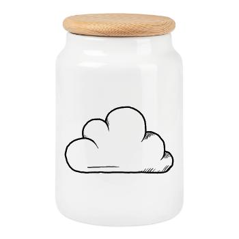 Conception du cloud - Boîte à biscuits avec couvercle en bois - blanc - Devant