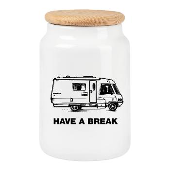 Have A Break... Camper - Keksdose mit Holzdeckel - Weiß - Vorne