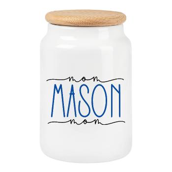 Mason Proud Mom Cute Gift - Cookie Jar with Wooden Lid - white - Front