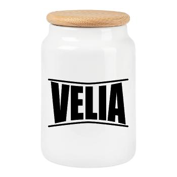 Velia T-Shirt T-Shirt Geschenkidee - Keksdose mit Holzdeckel - Weiß - Vorne