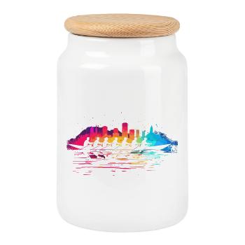 Rowing team Splotch - Cookie Jar with Wooden Lid - white - Front