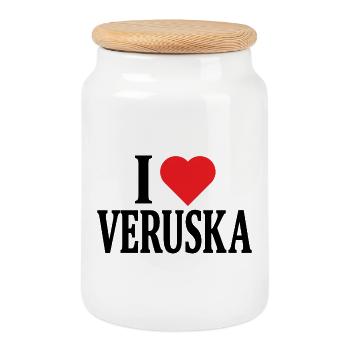 I love Veruska T-Shirt T-Shirt Geschenkidee - Keksdose mit Holzdeckel - Weiß - Vorne
