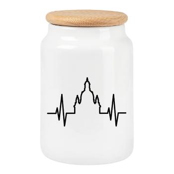 Herzschlag Frauenkirche Dresden Puls Logo Symbole - Boîte à biscuits avec couvercle en bois - blanc - Devant