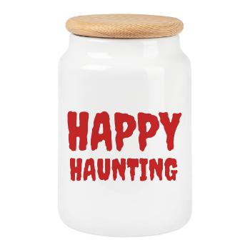 Gruseliges Halloween Spuk T-Shirt Design - Keksdose mit Holzdeckel - Weiß - Vorne