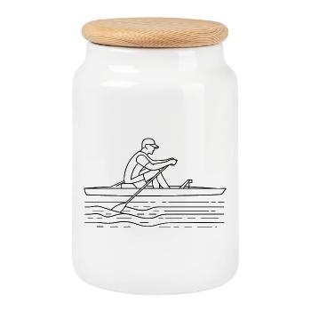 Dessin du rameur - Boîte à biscuits avec couvercle en bois - blanc - Devant