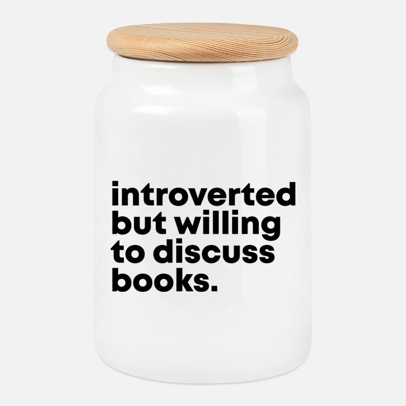Reading - Cookie Jar with Wooden Lid - white
