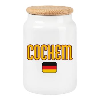 COCHEM Allemagne Conception du drapeau - Boîte à biscuits avec couvercle en bois - blanc - Devant