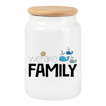 We are Family - Cookie Jar with Wooden Lid - white - Front