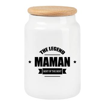Mommy the Legend - Cookie Jar with Wooden Lid - white - Front