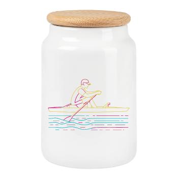 Rowing Steamwave - Cookie Jar with Wooden Lid - white - Front