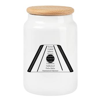 Hackbrett black n white - Keksdose mit Holzdeckel - Weiß - Vorne