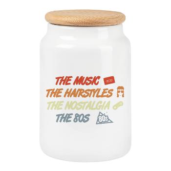 Musique Coiffures Nostalgie des années 80 - Boîte à biscuits avec couvercle en bois - blanc - Devant