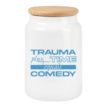 Trauma + Time = Comedy - Cookie Jar with Wooden Lid - white - Front