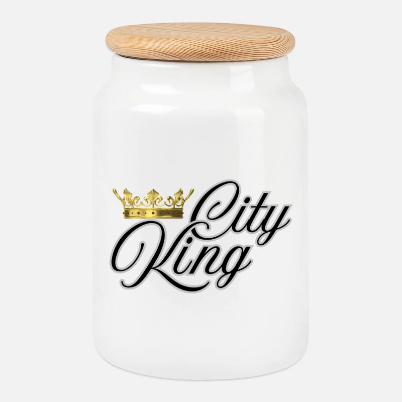 City King - Keksdose mit Holzdeckel - Weiß