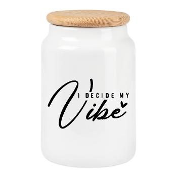 I Decide My Vibe – Positive Mindset & Energy - Cookie Jar with Wooden Lid - white - Front