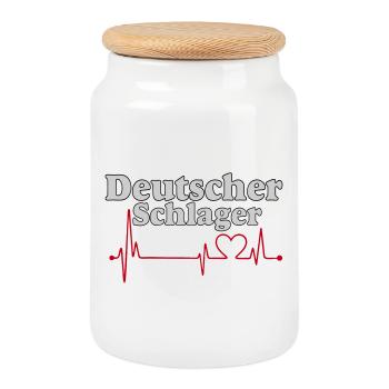 Schlager Party , Schlager Musik , Herzschlag - Keksdose mit Holzdeckel - Weiß - Vorne