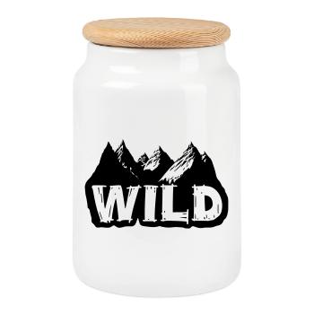 Into the Wild [Black] - Cookie Jar with Wooden Lid - white - Front