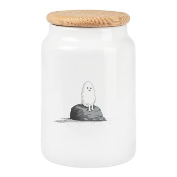 Sad Stone - Keksdose mit Holzdeckel - Weiß - Vorne