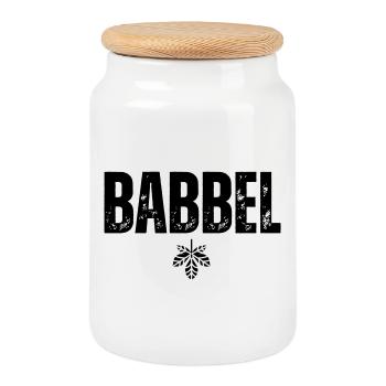 Babbel - Boîte à biscuits avec couvercle en bois - blanc - Devant