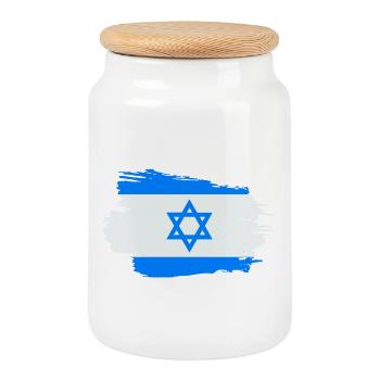 Drapeau d’Israël Drapeau d’Israël Jérusalem Étoile de David - Boîte à biscuits avec couvercle en bois - blanc - Devant