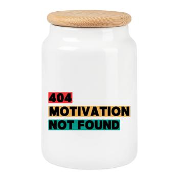 404 Motivation Not Found – Funny Quote - Cookie Jar with Wooden Lid - white - Front