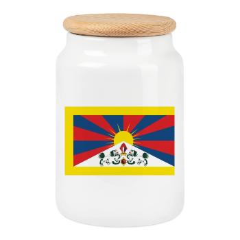 Drapeau officiel du Tibet Chungpo - Boîte à biscuits avec couvercle en bois - blanc - Devant