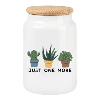 Just One More Funny Gardening Lover Quote - Cookie Jar with Wooden Lid - white - Front