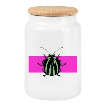 Description abstraite des insectes - Boîte à biscuits avec couvercle en bois - blanc - Devant