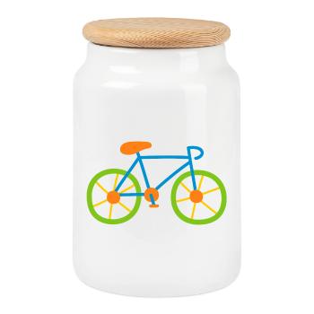 Fahrrad bunt radeln Kinder Rennrad Radtour Comic - Keksdose mit Holzdeckel - Weiß - Vorne