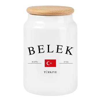 Belek Türkiye – Souvenir et cadeau de vacances - Boîte à biscuits avec couvercle en bois - blanc - Devant