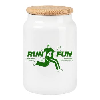 Run for Fun - Cookie Jar with Wooden Lid - white - Front