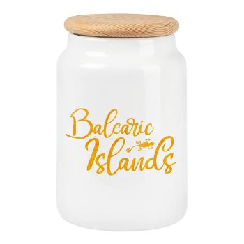 Lettrage des îles Baléares - Boîte à biscuits avec couvercle en bois - blanc - Devant