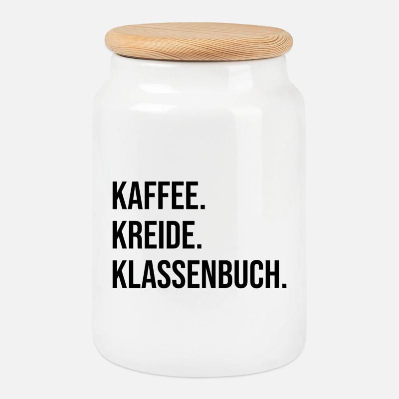 Kaffee. Kreide. Klassenbuch. - Keksdose mit Holzdeckel - Weiß