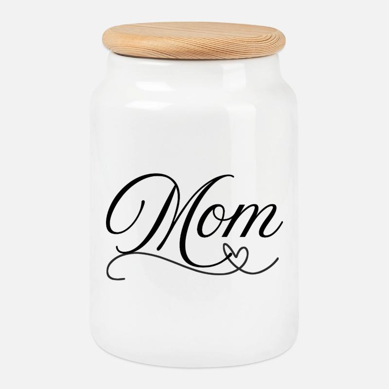 Mom - Boîte à biscuits avec couvercle en bois - blanc