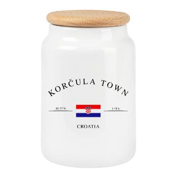 Korčula (Croatie) – Souvenir et cadeau de Noël - Boîte à biscuits avec couvercle en bois - blanc - Devant