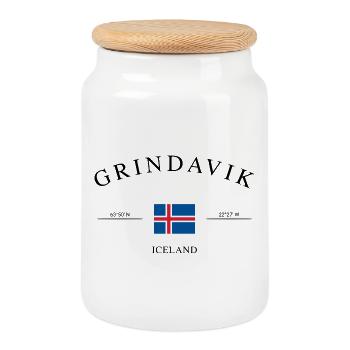 Île de Grindavík – Souvenir et cadeau de Noël - Boîte à biscuits avec couvercle en bois - blanc - Devant