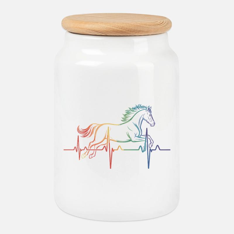 Pferd Heartbeat - Keksdose mit Holzdeckel - Weiß