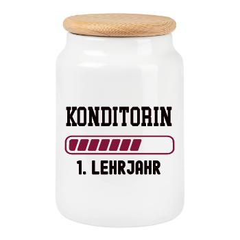 Training as a pastry chef, 1st year of apprenticeship - Cookie Jar with Wooden Lid - white - Front