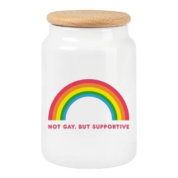 Étoiles arc-en-ciel rétro vintage - Soutien - Boîte à biscuits avec couvercle en bois - blanc - Devant
