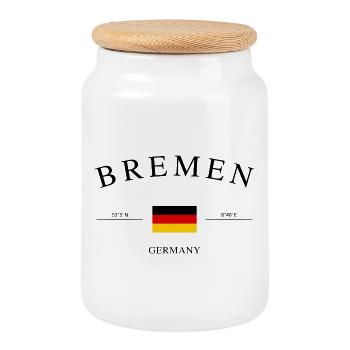 Brême, Allemagne – Souvenir et cadeau de Noël - Boîte à biscuits avec couvercle en bois - blanc - Devant