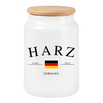 Harz Deutschland – Urlaub Souvenir & Geschenk - Keksdose mit Holzdeckel - Weiß - Vorne