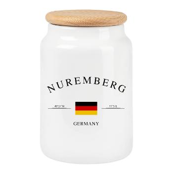 Nuremberg, Allemagne – Souvenir et cadeau des Fêtes - Boîte à biscuits avec couvercle en bois - blanc - Devant